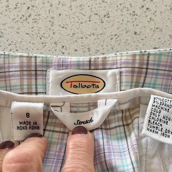 Talbots Crop Pants Stretch Multicolor Plaid Women's Size 8 Made in Hong Kong - Picture 5 of 13